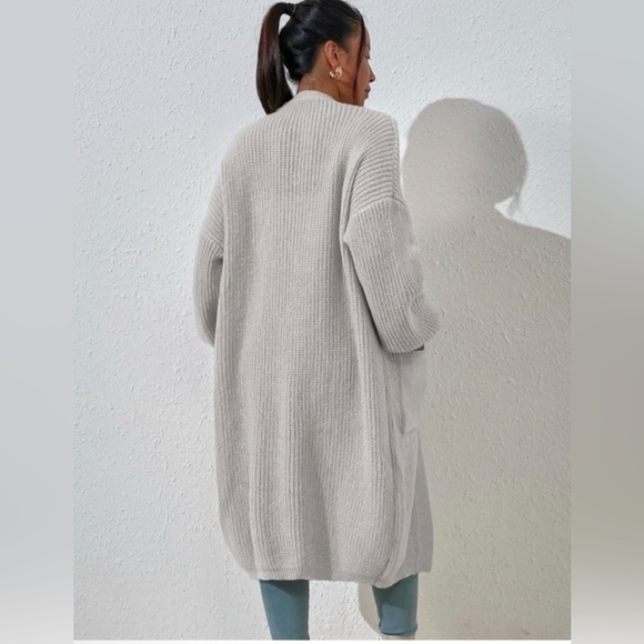 Women's Gray Cardigan Sweater - Picture 2 of 10